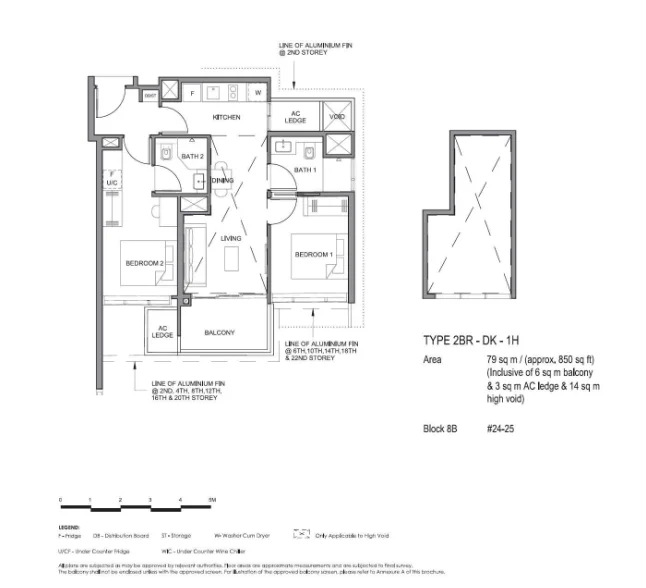 2-Bedroom floor plan — 6xx to 7xx sqft open-concept layout